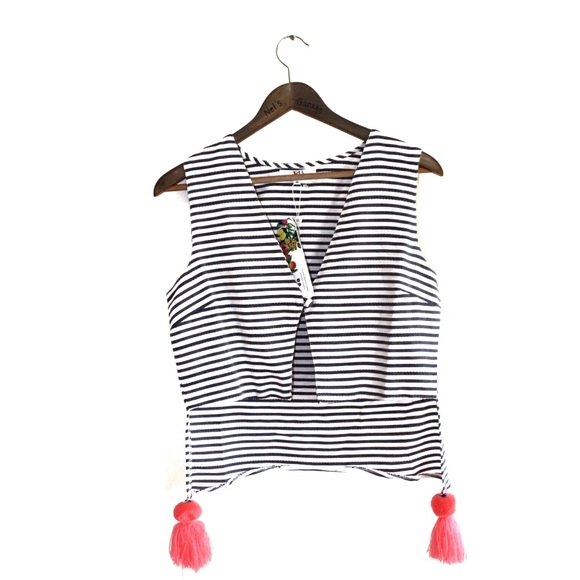 ASOS Tops - America & Beyond Neon Pom Embellished Hi Lo Vest M